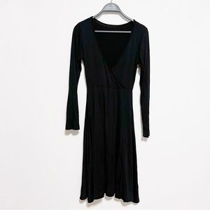 Black Jersey V Neck Dress